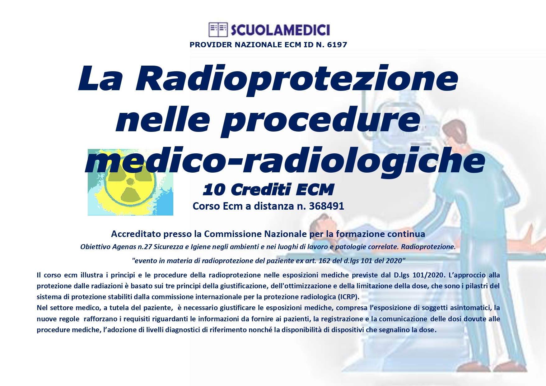 PROGRAMMA CORSO ECM LA RADIOPROTEZIONE NELLE PROCEDURE MEDICO RADIOLOGICHE page 0001